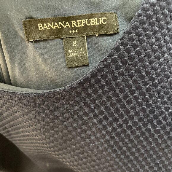 Banana Republic Navy Blue Crew Neck Textured Sleeveless Knee length Dress 8 - Picture 14 of 15